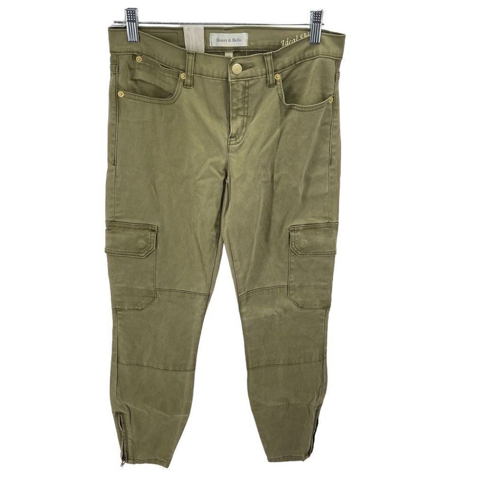 Henry & Belle Womens Cargo Pants Ideal Skinny Ankle Stretch Green Size 28